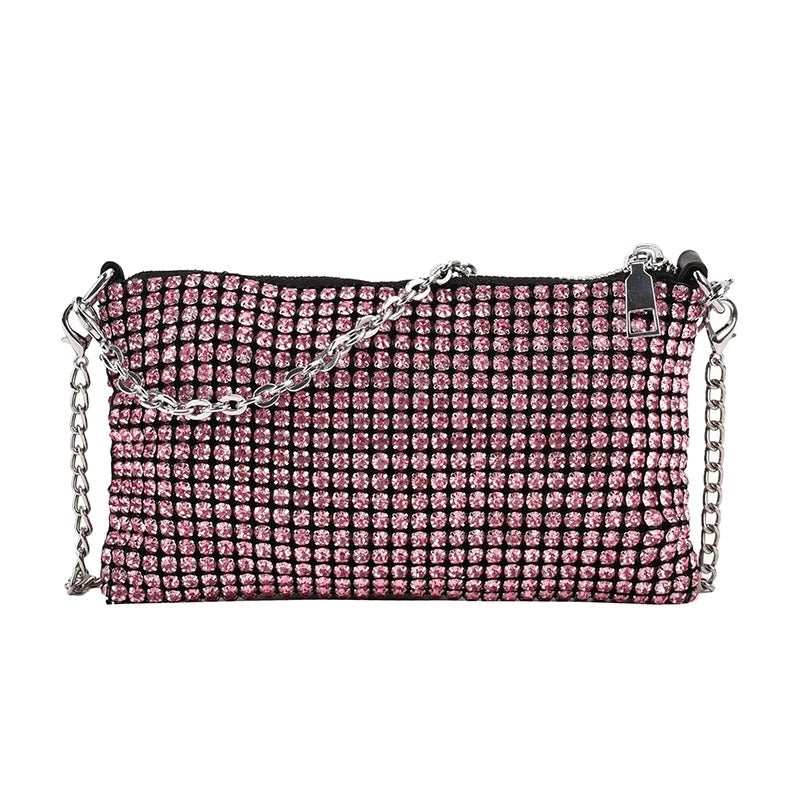 Silver Pvc Solid Color Square Evening Bags