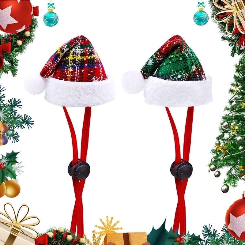 Christmas Streetwear Pu Leather Christmas Plaid Pet Hat