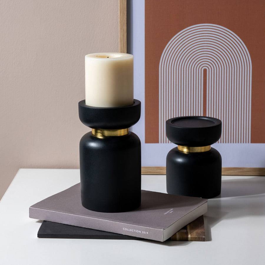 Concrete Candle Stand Large - Black