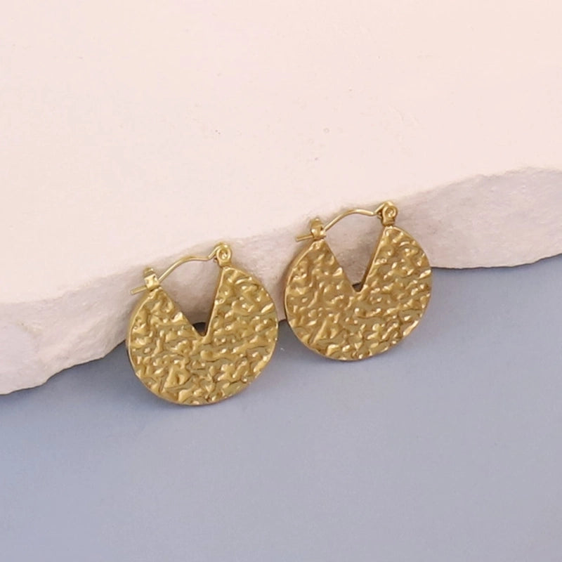 1 Pair Minimalist Pentagram Round Solid Color Plating 304 Stainless Steel 18K Gold Plated Earrings