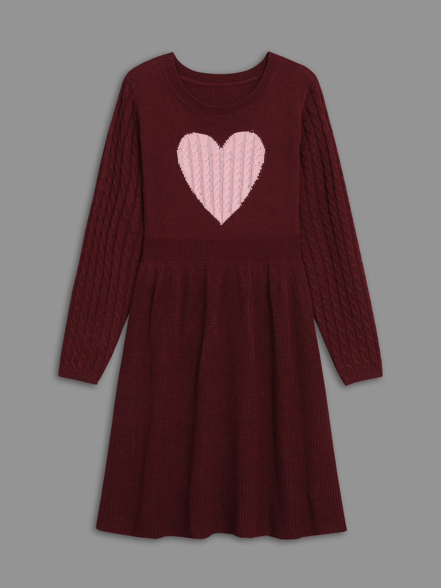 Heart Motif Contrast Textured Dress