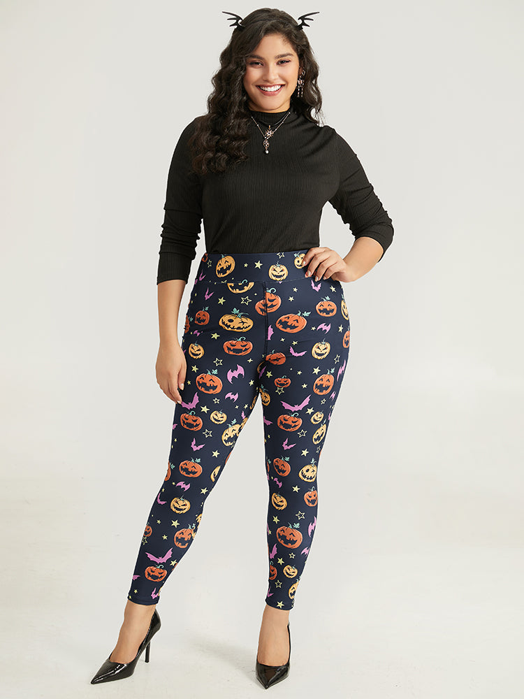 Halloween Graphic Wideband Waist Leggings