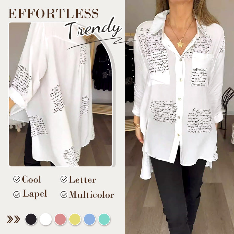 🎁Hot Sale 49%OFF💖Letter Print Fashion Lapel Shirt