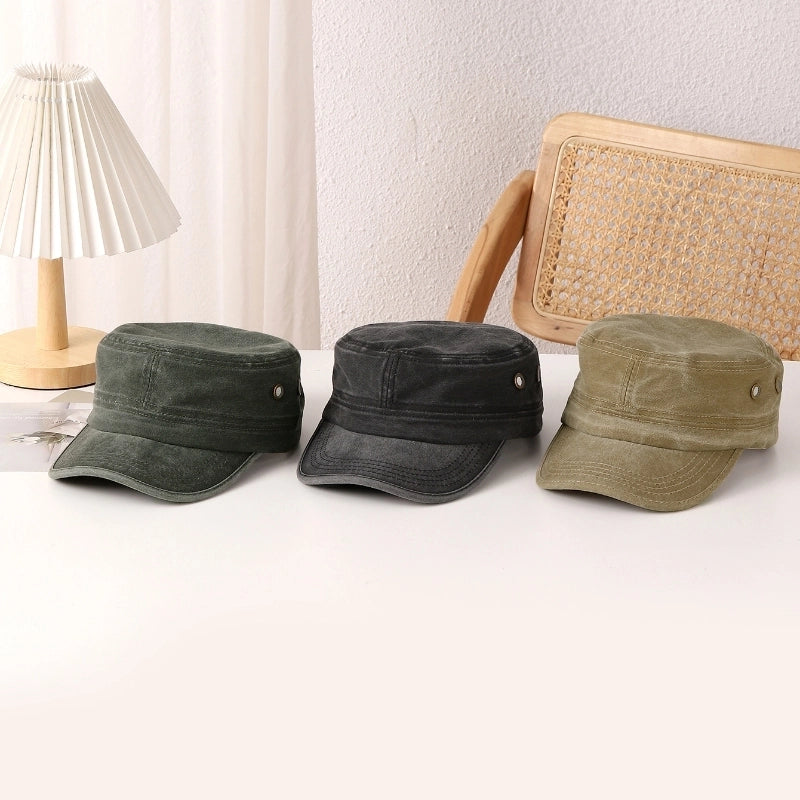 Unisex Minimalist Streetwear Solid Color Wide Eaves Curved Eaves Military Hat