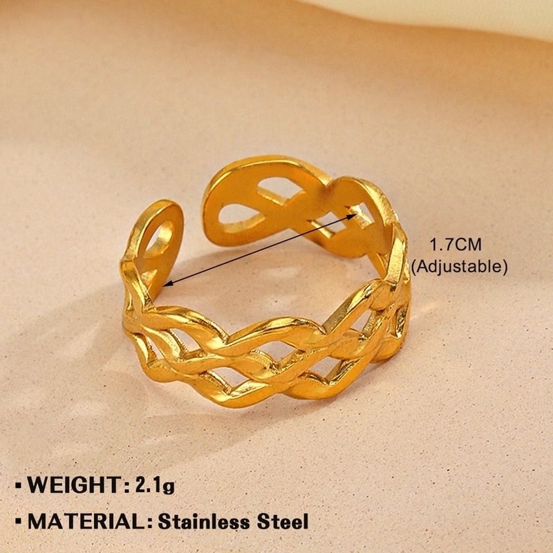 Minimalist Hand Heart Shape 304 Stainless Steel Plating Open Rings