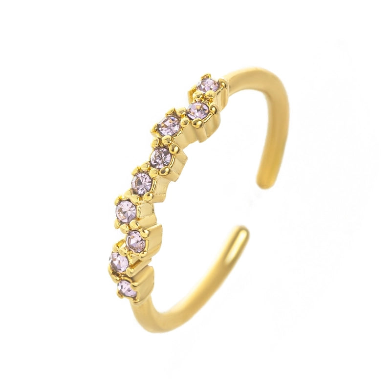 Minimalist Classic Style Geometric 304 Stainless Steel Zircon 18K Gold Plated Inlay Stainless Steel Rings