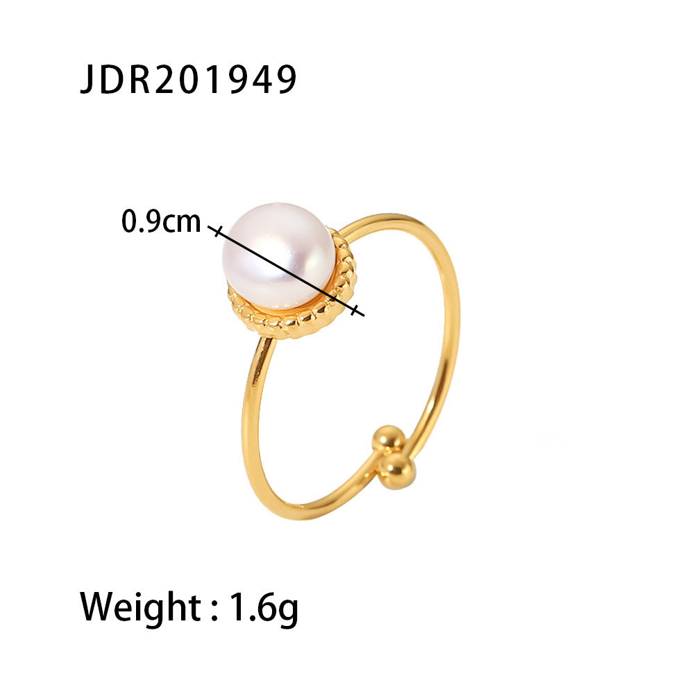 Jie Ding Freshwater Pearl Ring Titanium Steel Jewelry Stainless Steel Rings