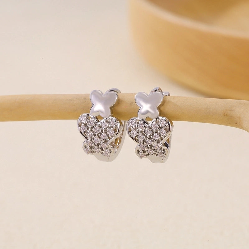 1 Pair Basic Minimalist Geometric Inlay Copper Zircon Earrings