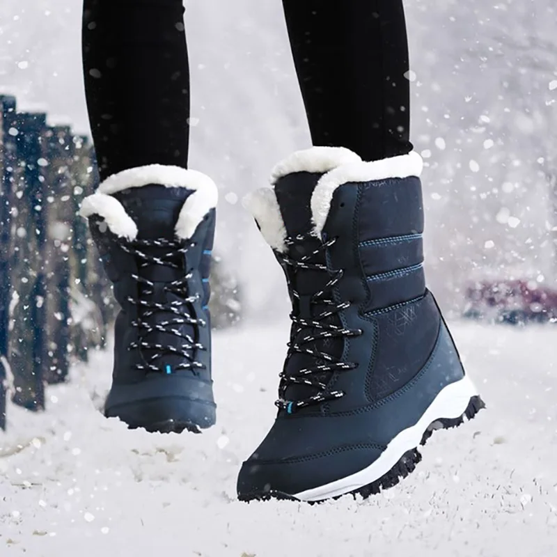 Cricsblue ugg Women Boots Waterproof Heels Boots For Winter Tren Platform Ankle Boots Keep Warm Snow Shoes Plush Outdoor Short