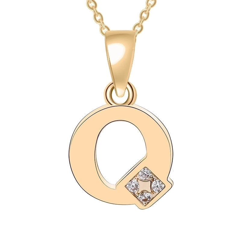 Minimalist Letter Copper Plating Inlay Zircon Pendant Necklace