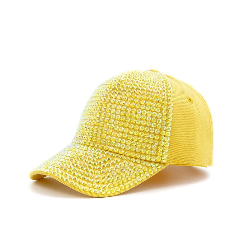 Women's Elegant Color Block Chain Curved Eaves Baseball Cap