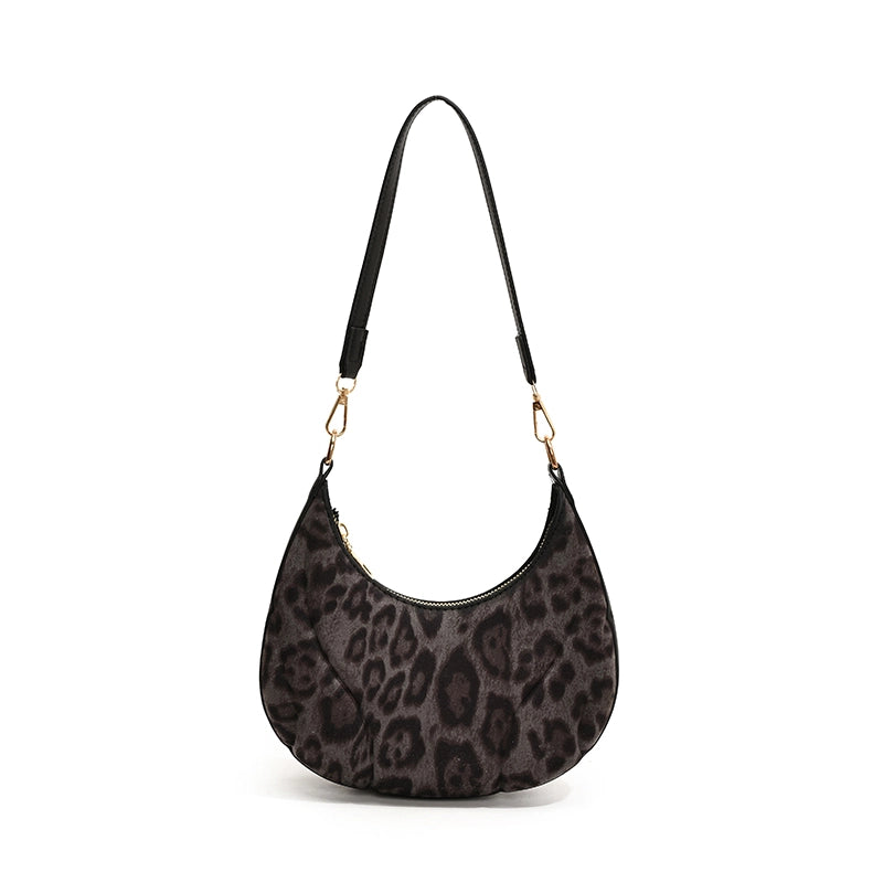 Underarm Bag Leopard Print New Moon Bag Trendy  Shoulder Bag Graceful Personality Hand Bag