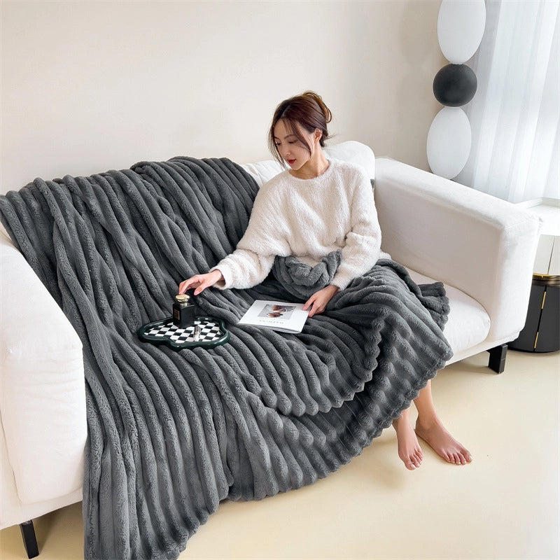 Casual Solid Color Flannel Fabric Blanket Bedding