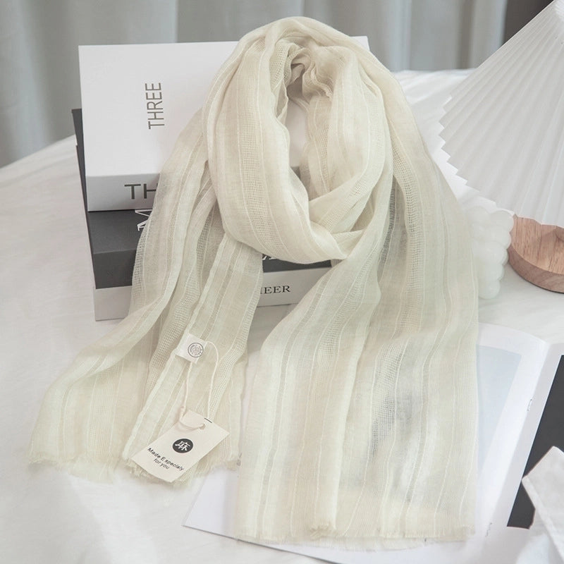 Women's Minimalist Solid Color Cotton And Linen Scarf