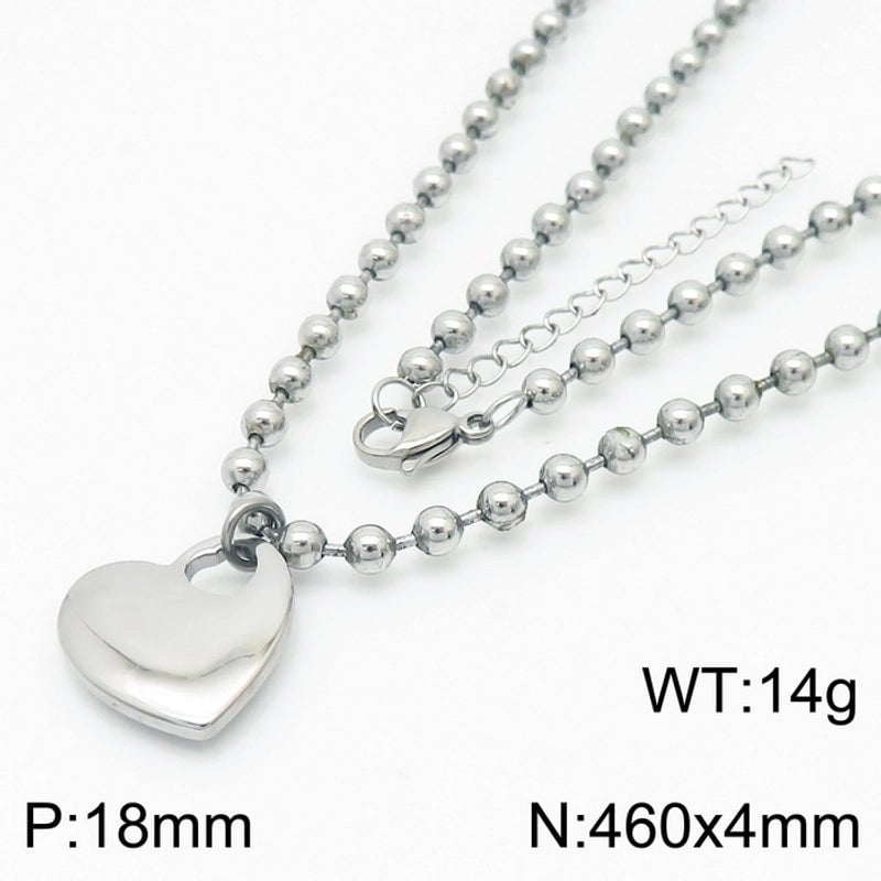 Sweet Heart Shape Stainless Steel 18K Gold Plated Beaded Bracelets Necklace