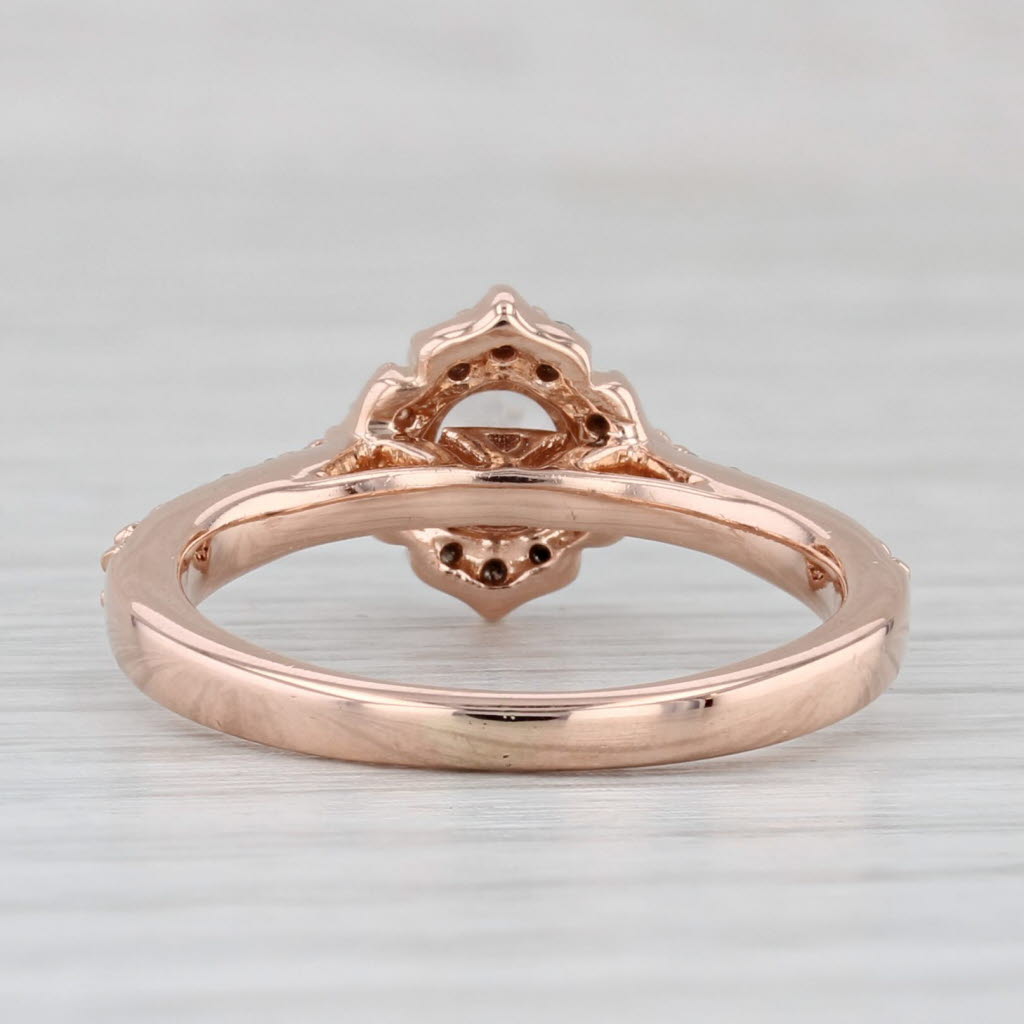 0.68ctw Morganite Diamond Halo Engagement Ring 14k Rose Gold Size 5.5