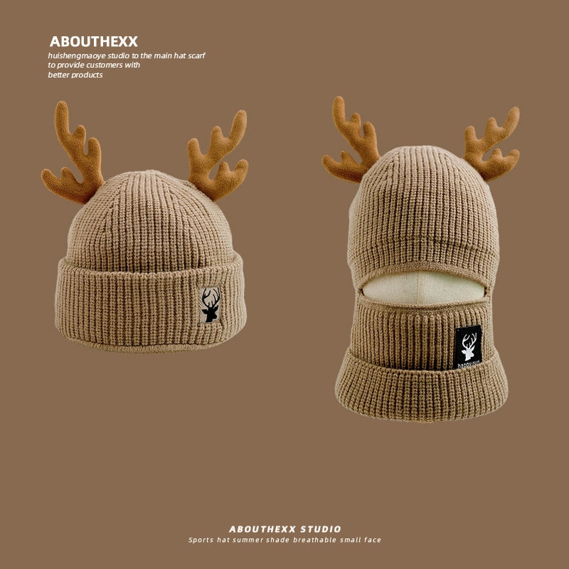 Women's Minimalist Elk Jingling Bell Snowflake Elk Wool Cap