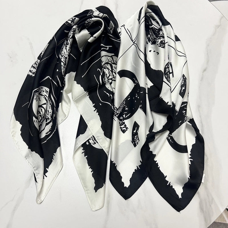 Women's Ig Style Minimalist Flower Satin Printing Silk Scarf