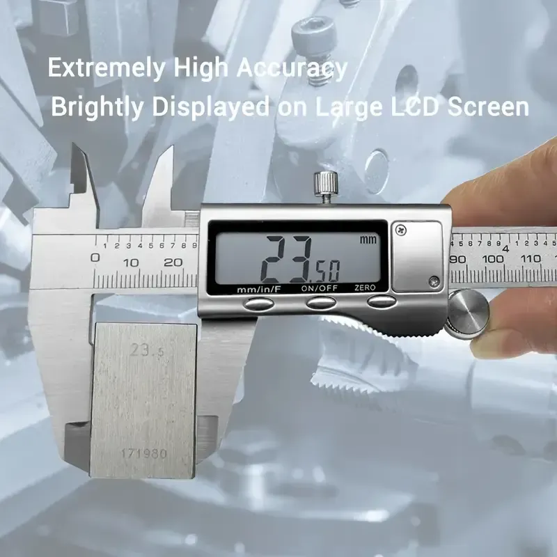 Herramienta de medición de calibrador digital, micrómetro digital de calibrador a vernier de acero inoxidable con pantalla LCD grande, cambio fácil de fracción métrica en pulgadas, herramienta de calibrador de 6 pulgadas para bricolaje