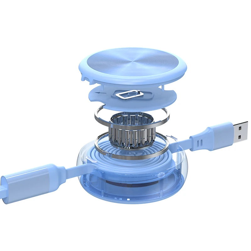 2 in 1 Android usb charger cable fast charging usb type c retractable charger 3 in 1 usb cable reel