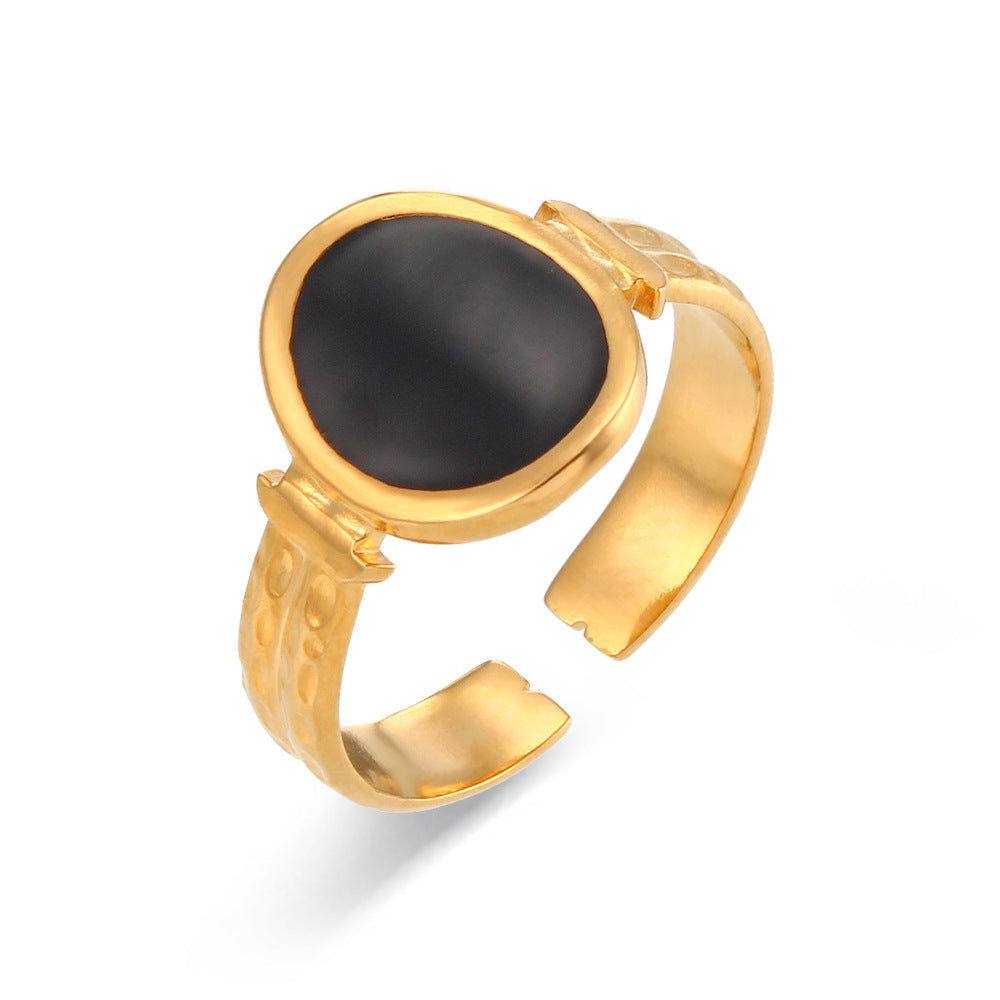 Women Fashion Stripe Geometric Stainless Steel 18K Gold Plated Rings