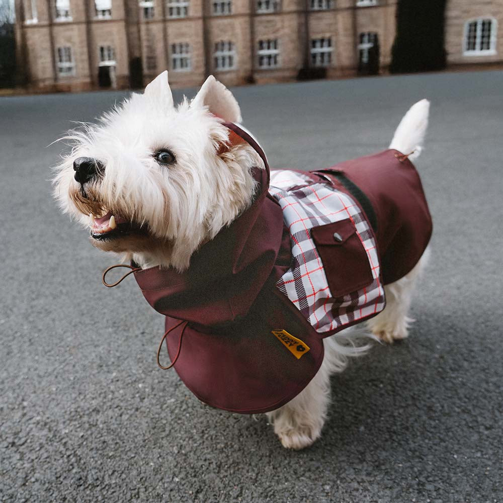 Waterproof Vintage Plaid Adjustable Dog Raincoat - All-Weather Protection