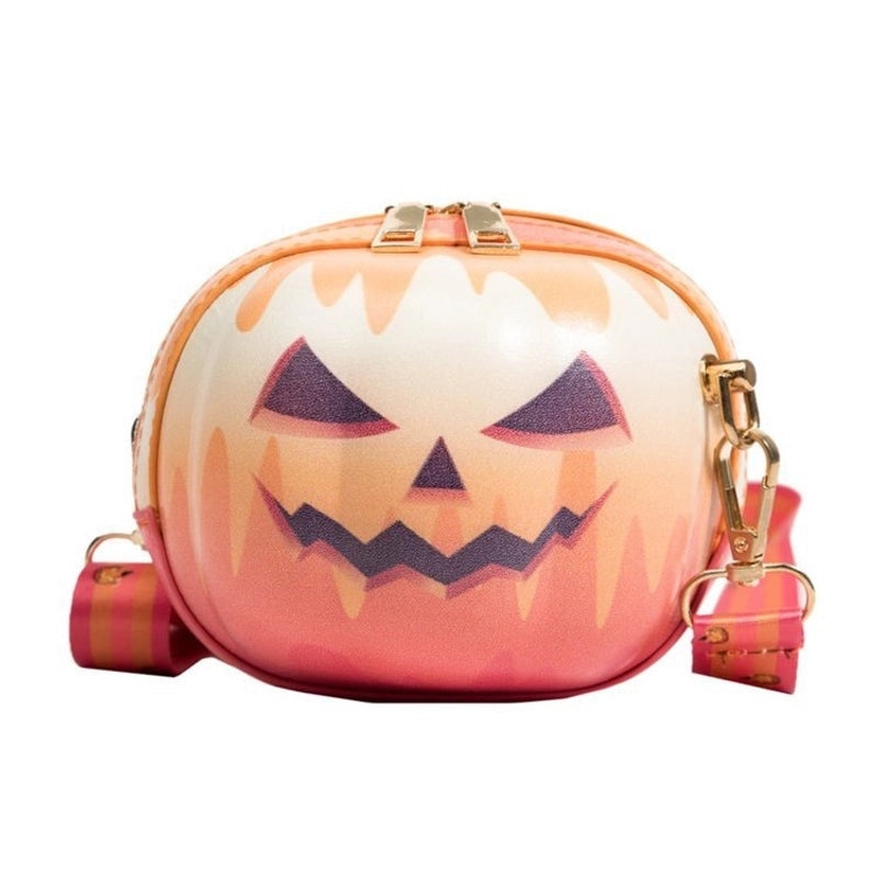 Halloween Women's Medium Pu Leather Pumpkin Streetwear Zipper Shoulder Bag Circle Bag Crossbody Bag