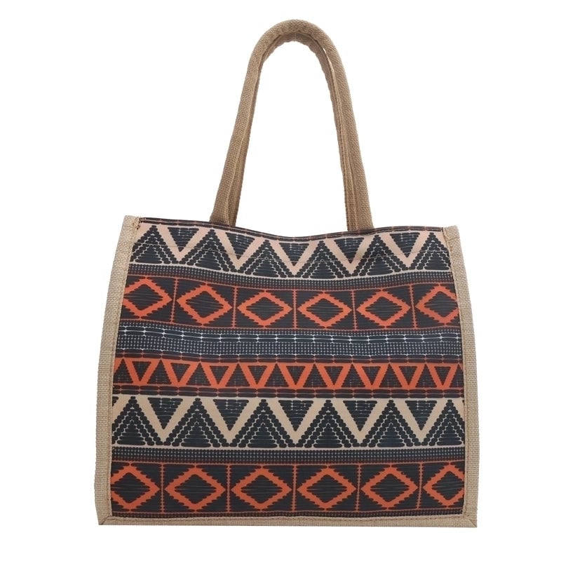 Women's Linen Color Block Classic Style Square Magnetic Buckle Shoulder Bag