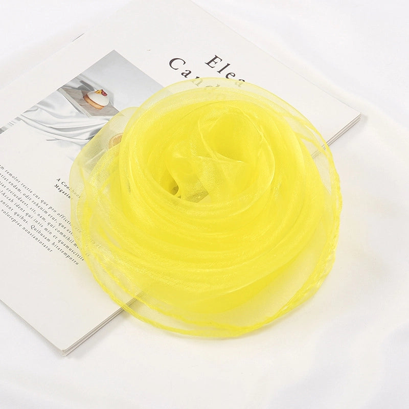 Unisex Basic Minimalist Solid Color Organza Silk Scarf
