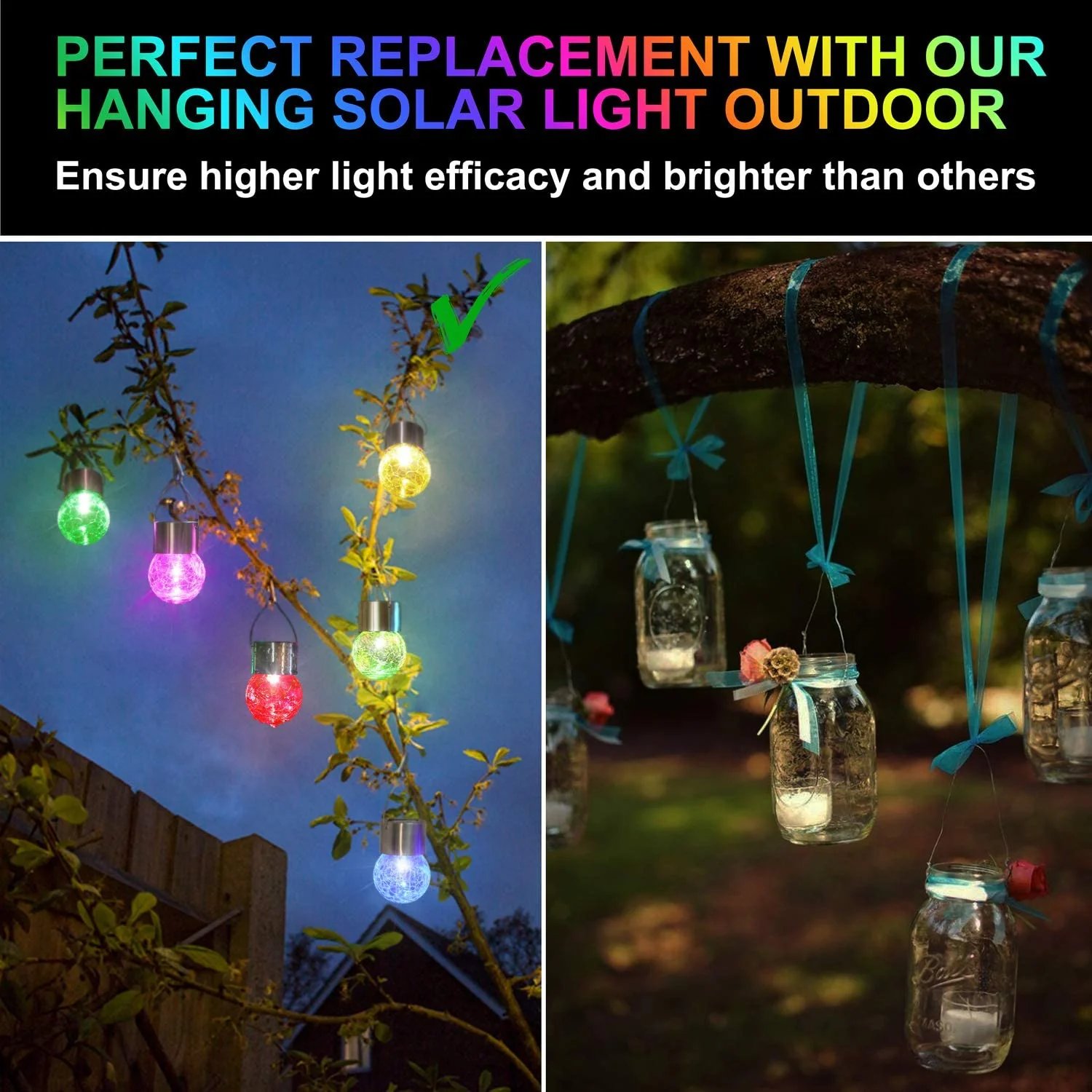 🔥🔥🔥Multicolor Crackle Glass Hanging Solar Lights