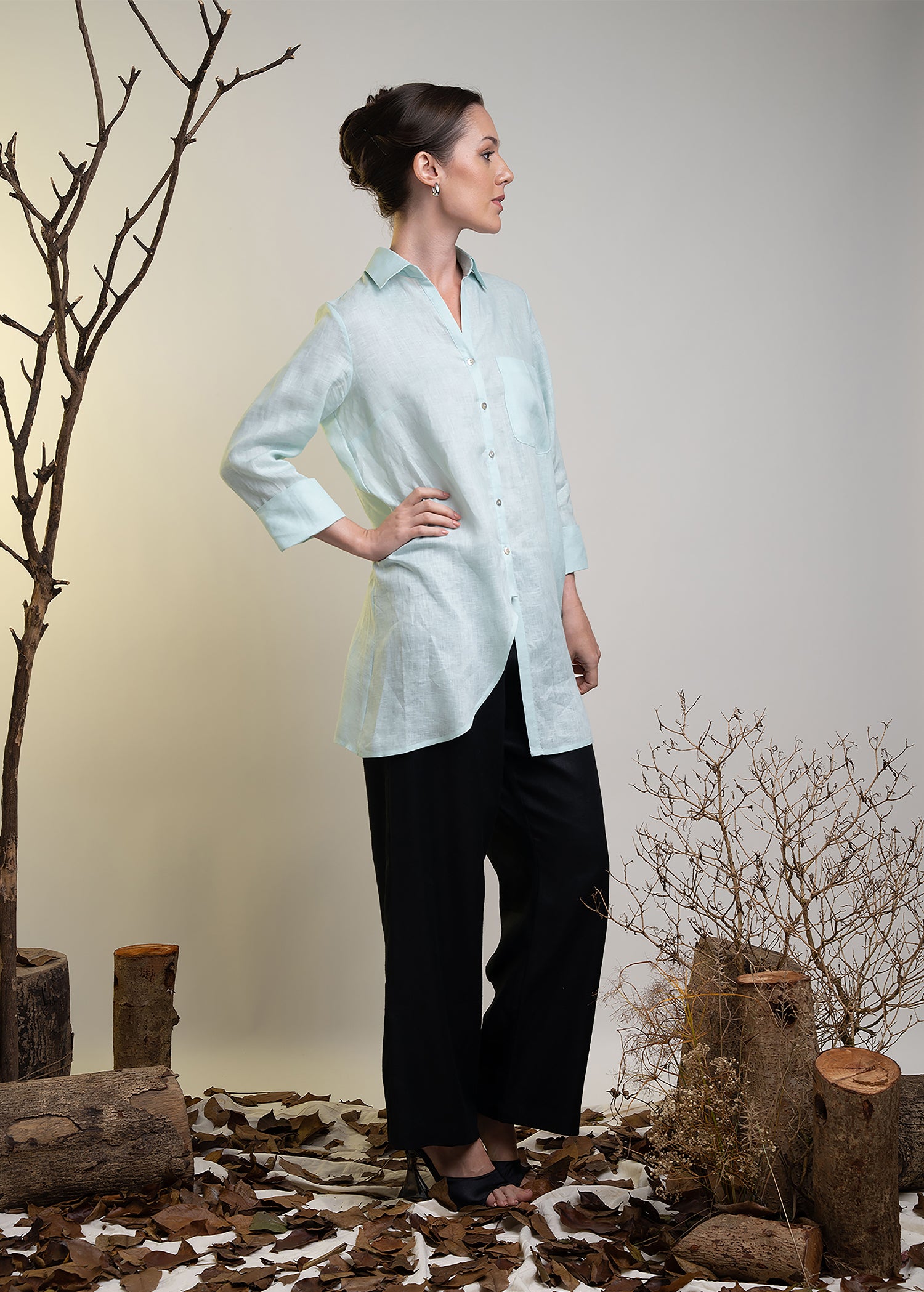 Asymmetrical Hem Button Down Shirt