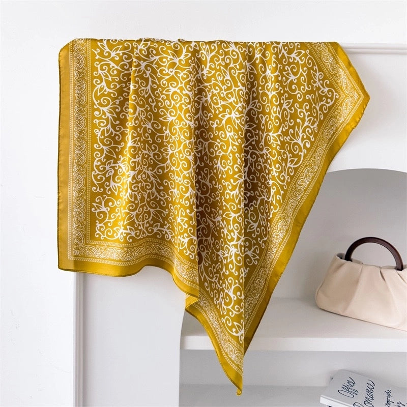 Women's Casual Vacation Lemon Flower Satin Printing And Dyeing Printing Dyeing Silk Scarf