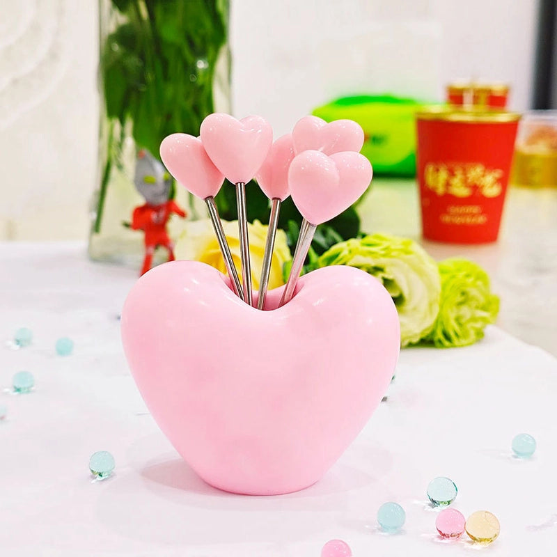 Cute Apple Strawberry Banana 201 Stainless Steel Plastic Fruit Fork 1 Set