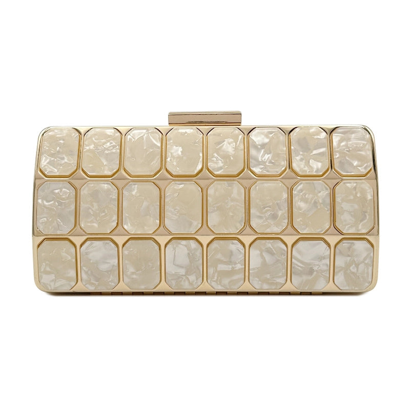 Pink Arylic Geometric Square Evening Bags