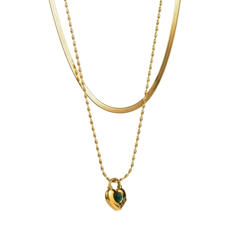 Modern Style Minimalist Solid Color 304 Stainless Steel Rhinestones Inlay Layered Necklaces