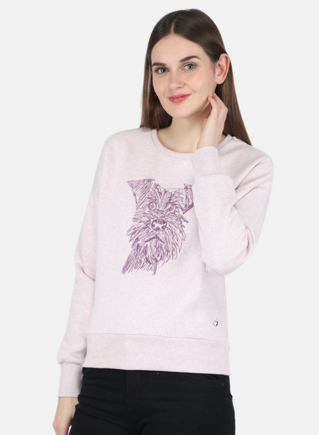 Women Purple Printed Sweatshirt