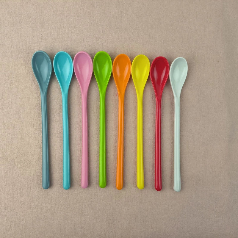 Colorful Plastic Long Handle Coffee Spoon Melamine Stirring Spoon Soup Spoon Spoon Stainless Steel Tableware