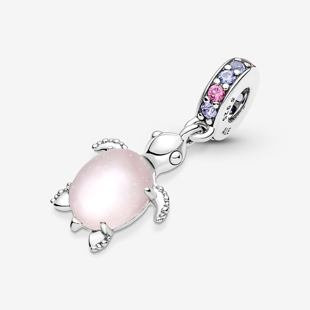 Murano Glass Pink Sea Turtle Dangle Pandora Charm