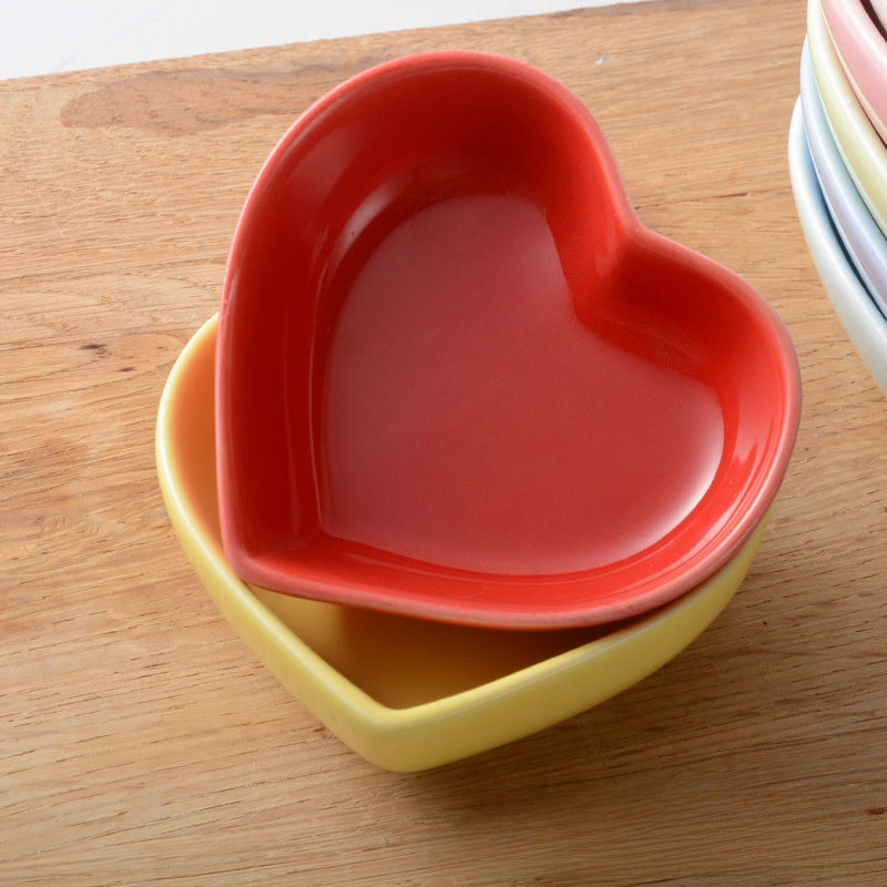 Heart-Shaped Ceramic Small Dipping Dish Household Seasoning Dish For Hotel Restaurant Dessert Snack Dish Dish