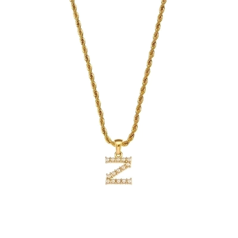 Fashion Letter 304 Stainless Steel Pearl 18K Gold Plated Plating Inlay Pendant Necklace
