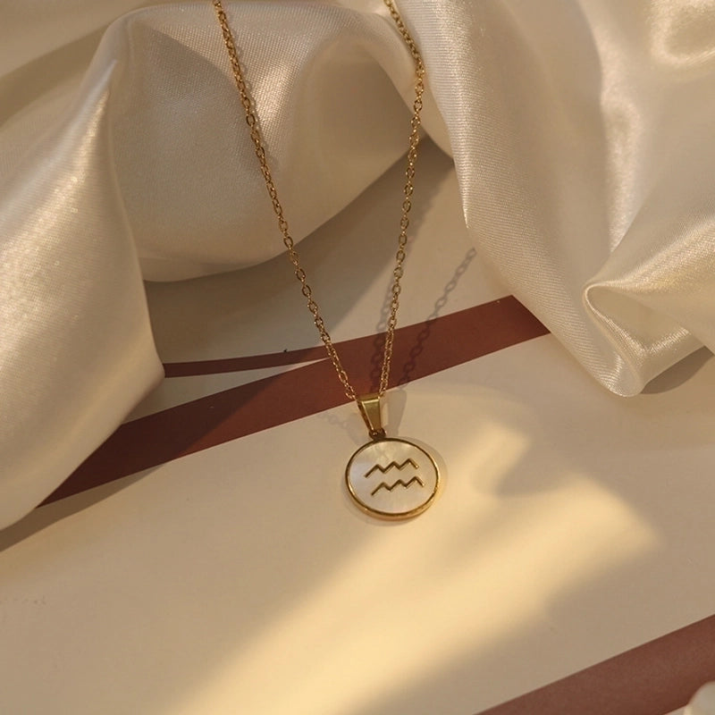 Stainless Steel 18K Gold Plated Basic Plating Constellation Shell Pendant Necklace