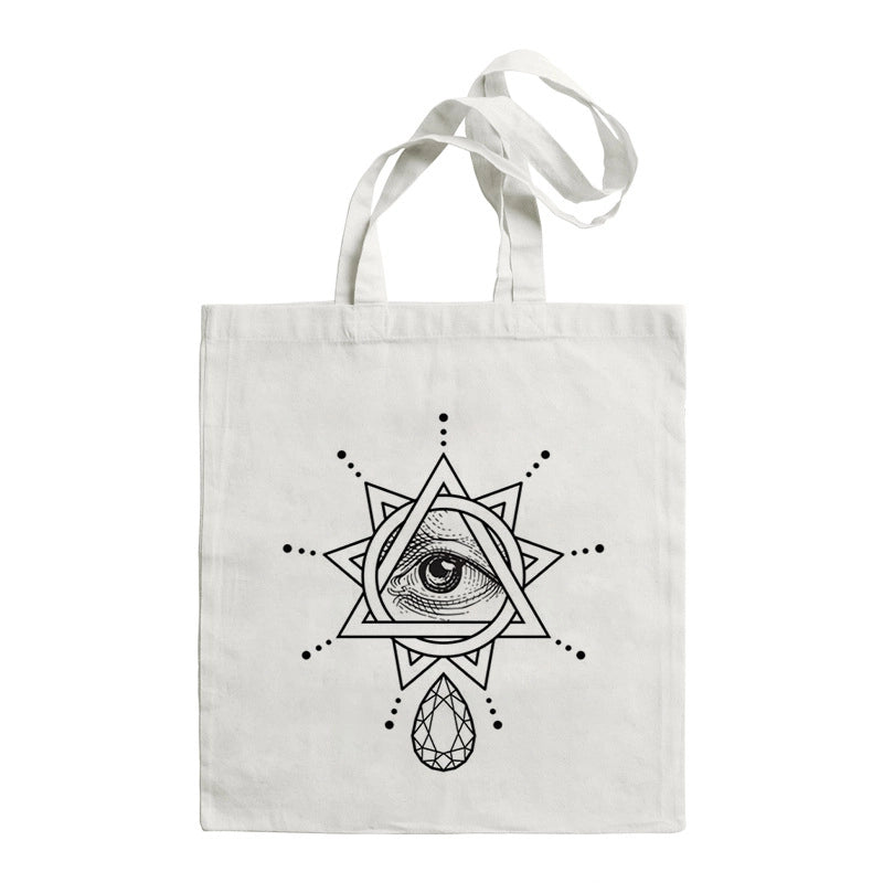 Unisex Large Canvas Devil's Eye Streetwear Square Open Tote Bag