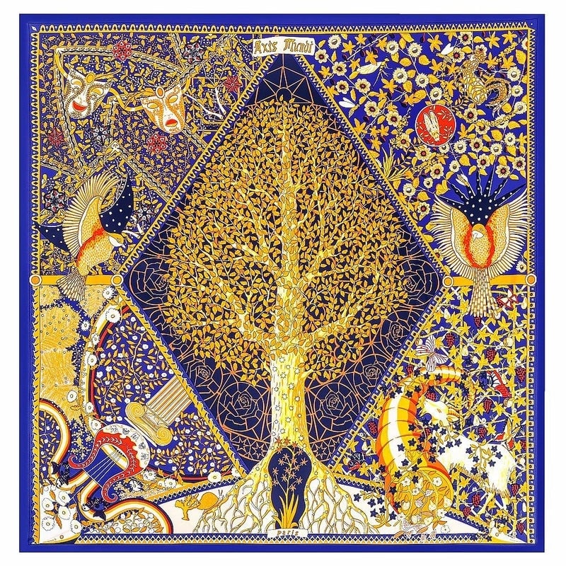 Women's Elegant Retro Minimalist Tree Satin Printing Silk Scarf