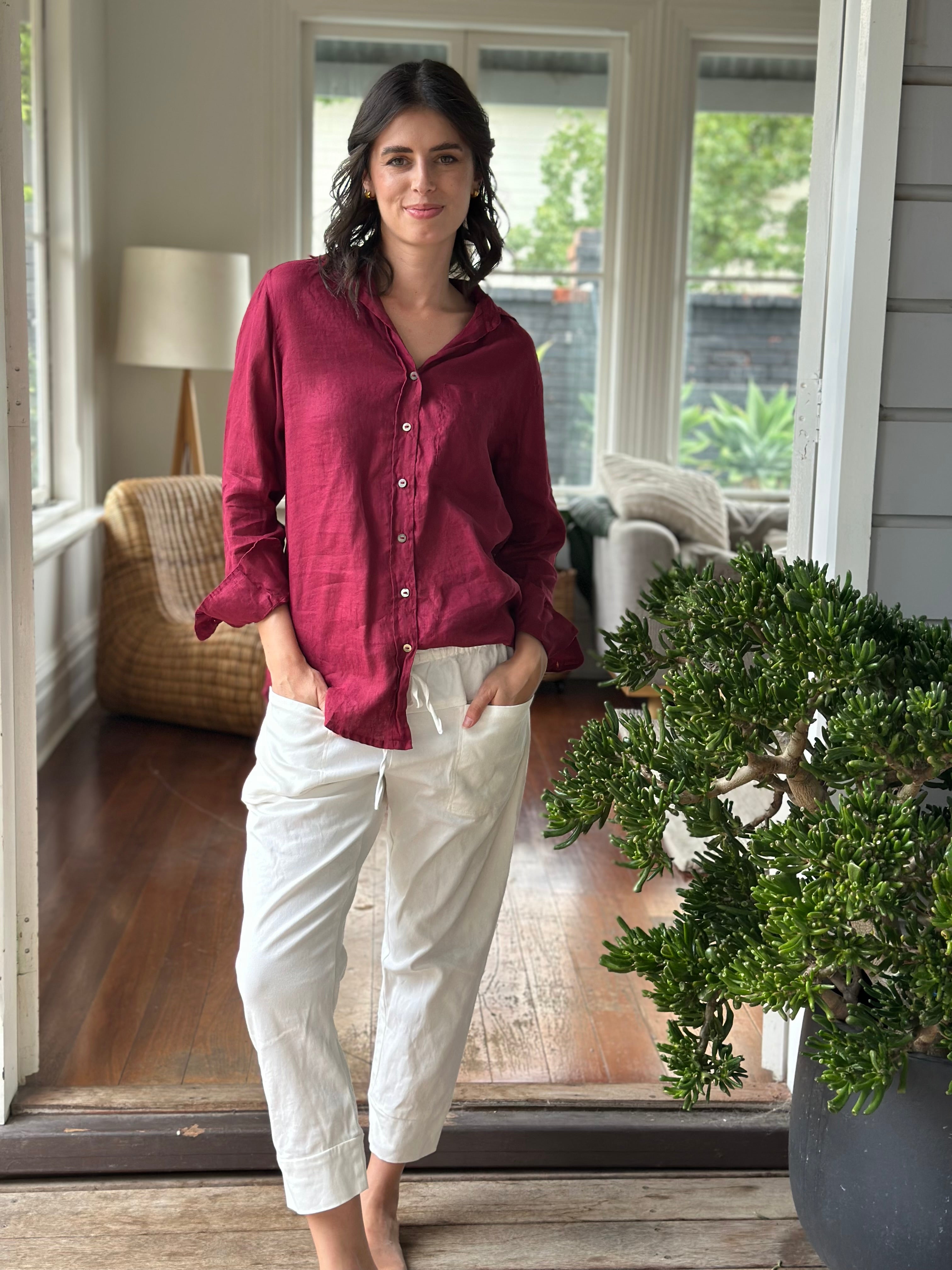 erika shirt - merlot linen