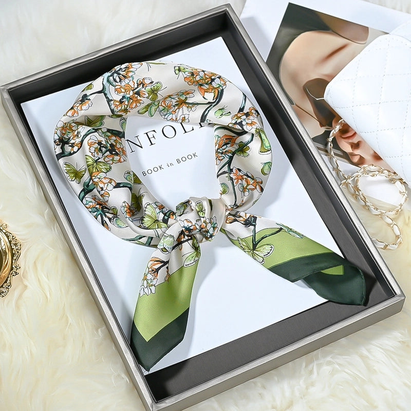 Women's Elegant Classic Style Flower Imitated Silk Silk Scarf