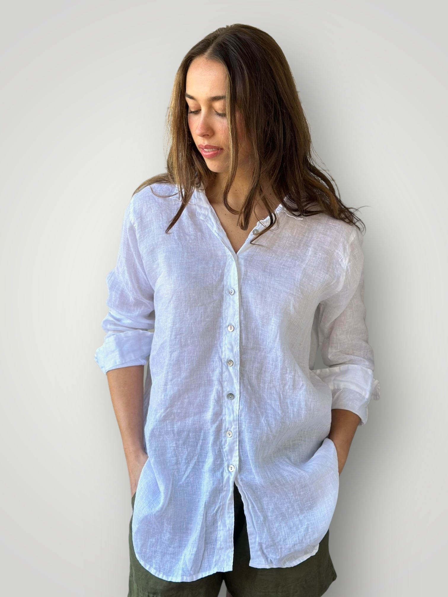 skyla shirt - white linen