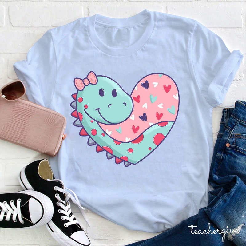 Cute Valentine Dinosaur Teacher T-Shirt