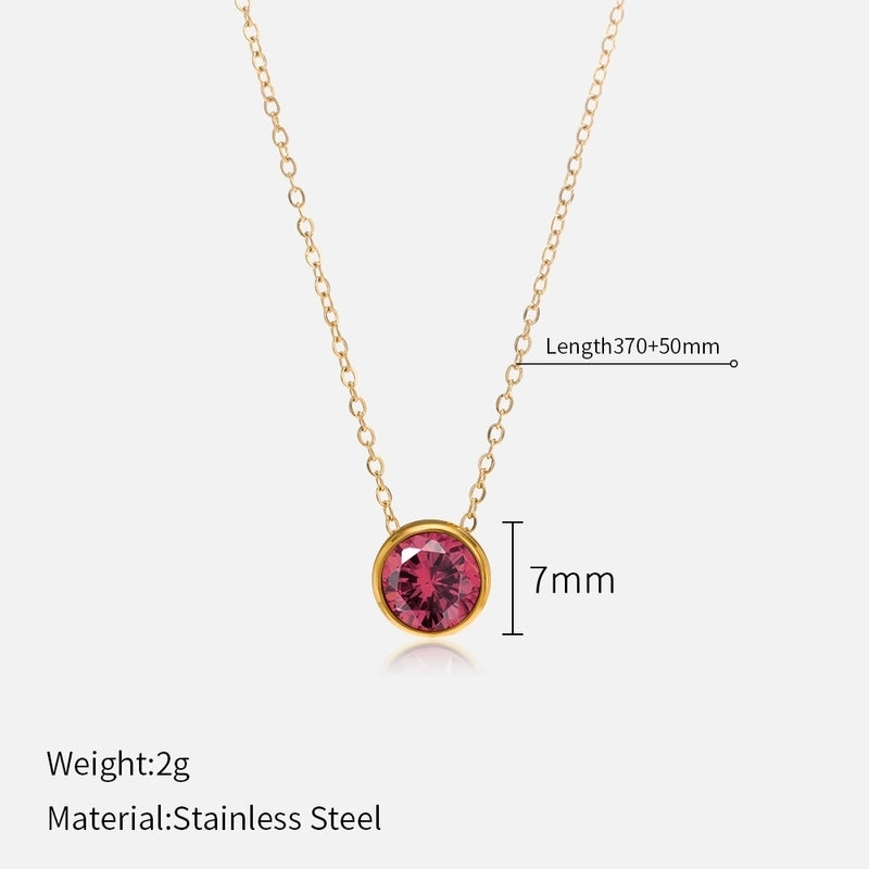 Minimalist Round 304 Stainless Steel Rhinestones Plating Stainless Steel Necklaces