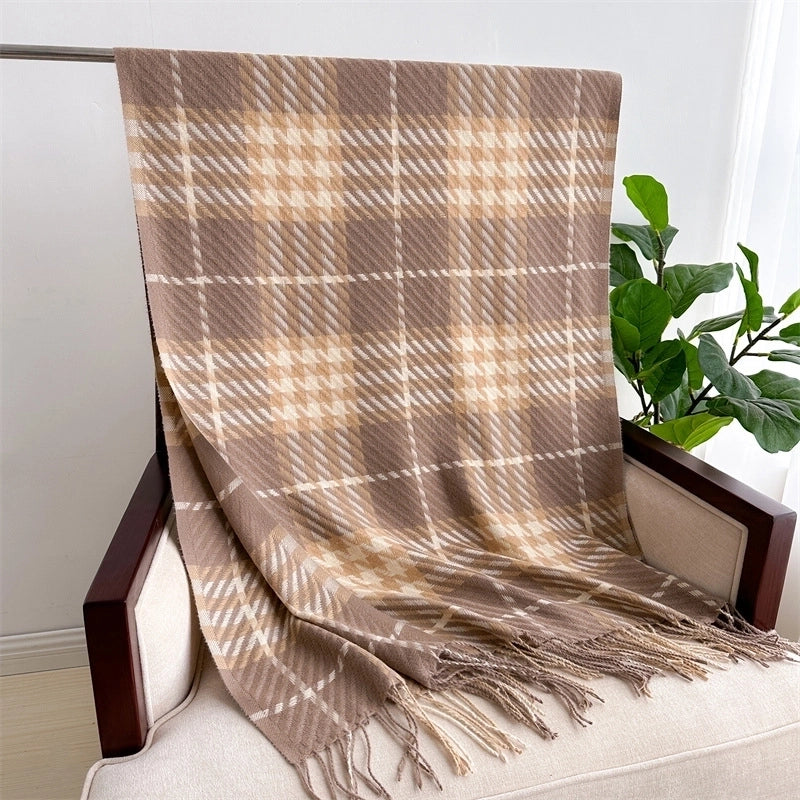 Unisex Basic Classic Style Lattice Polyester Scarf