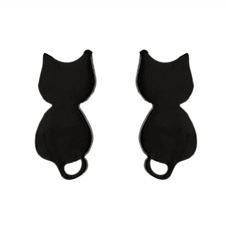 1 Pair Cute Cat Plating 304 Stainless Steel 18K Gold Plated Ear Studs